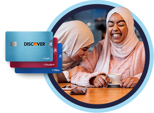 Two Women smiling with coffee in hand and multiple it cards